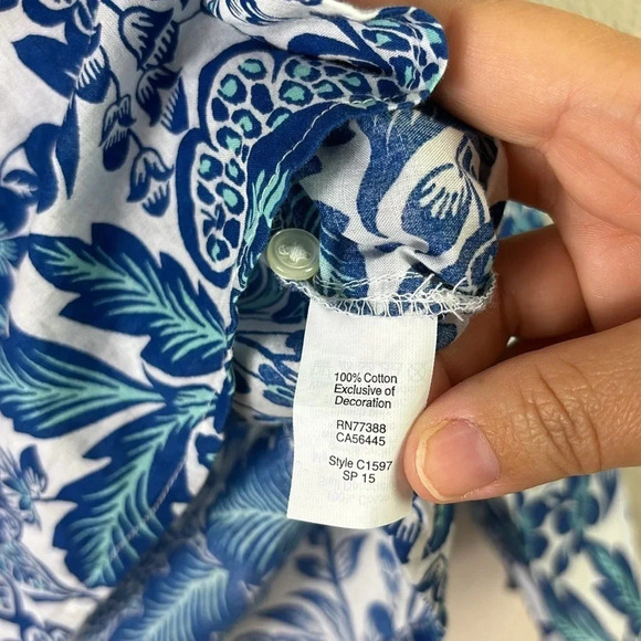 J. Crew Embroidered Long Sleeve Blouse 100% Cotton Blue Floral Top size S - Picture 7 of 10